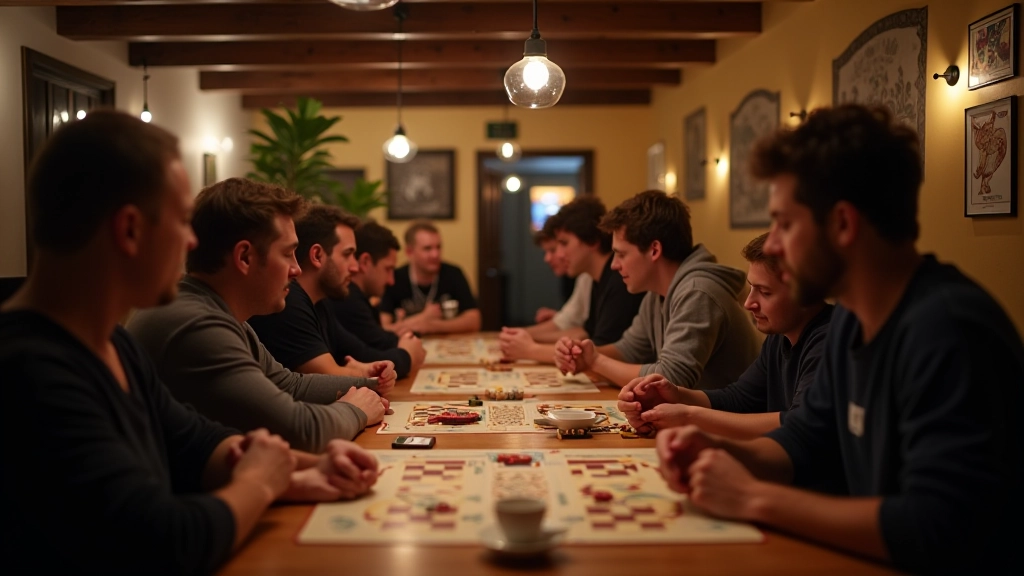 Comunidade de jogadores reunida num espaço de gaming em Lisboa com várias mesas ativas