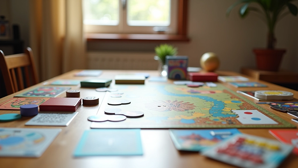 Coleção de jogos de tabuleiro em ambiente acolhedor