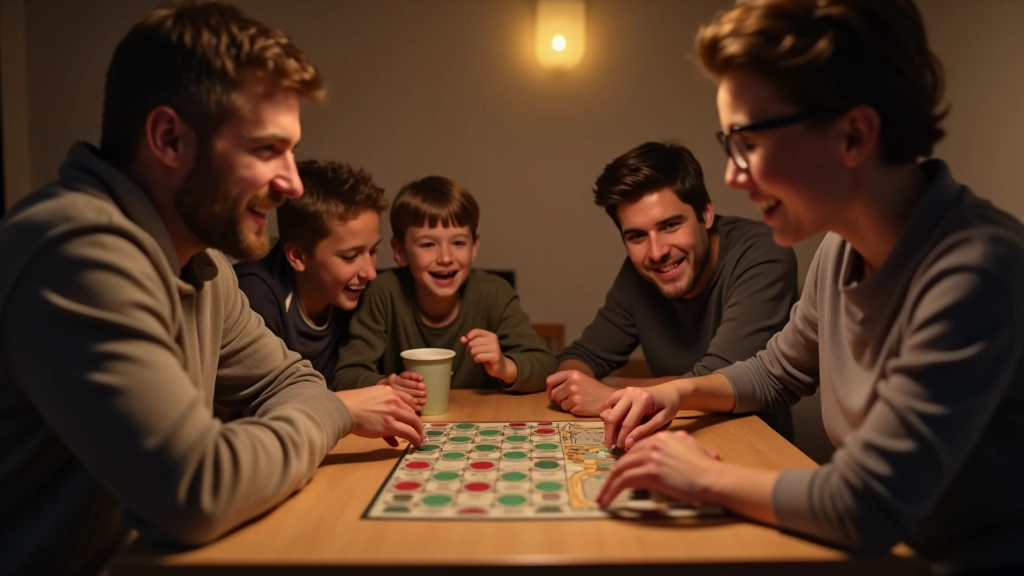 Famílias com crianças de diferentes idades reunidas numa sala de jogo casual