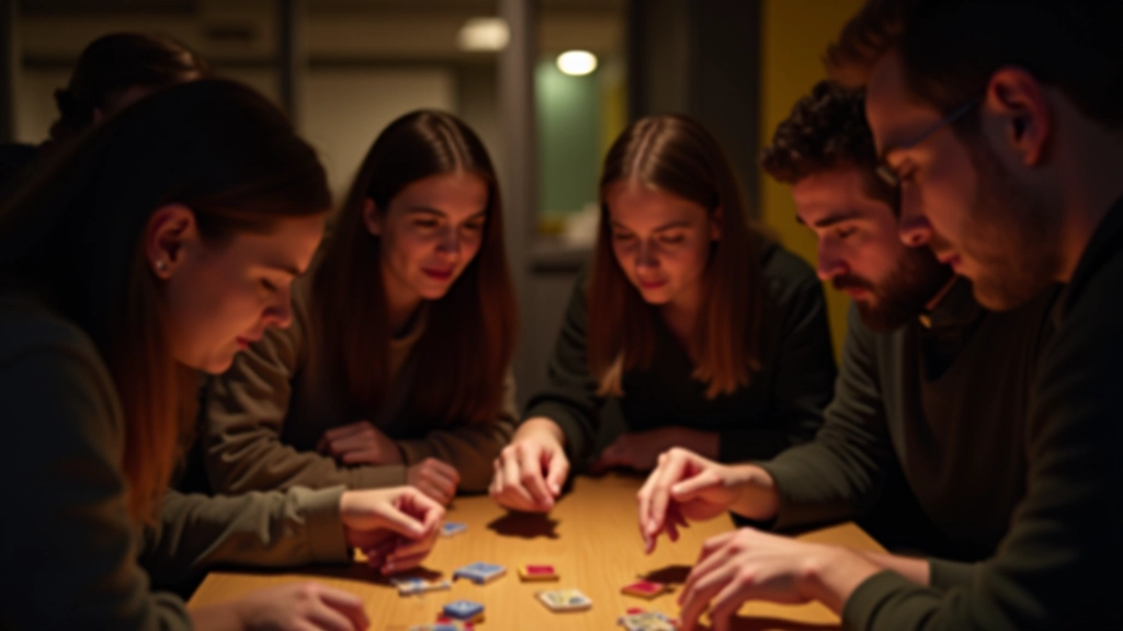 Grupo de pessoas sentadas à volta de uma mesa a jogar escape room com pistas e cadeados