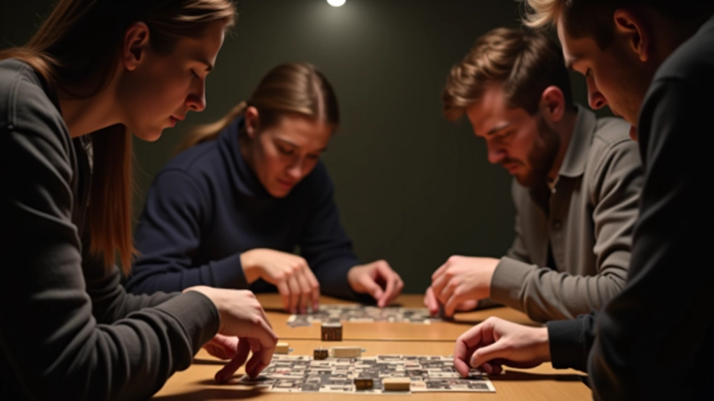 Jogadores concentrados a trabalhar em puzzles físicos com objetos e fechaduras dentro de sala temática